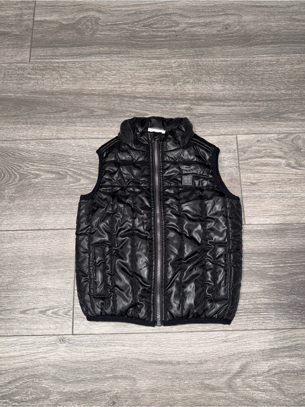 Calvin Klein Black Quilted Puffer Vest with Red Lining